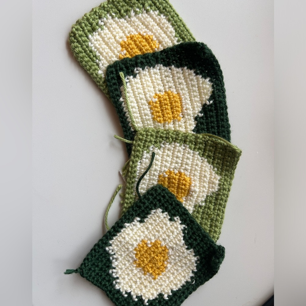 4 Hand crochet egg coasters